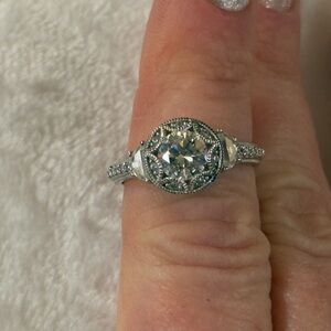 Sterling Silver Vintage Style Round CZ Halo Ring Size 8 1/2